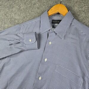 Sulka Shirt Mens Medium Blue Houndstooth Cotton Button Down Long Sleeve Luxury